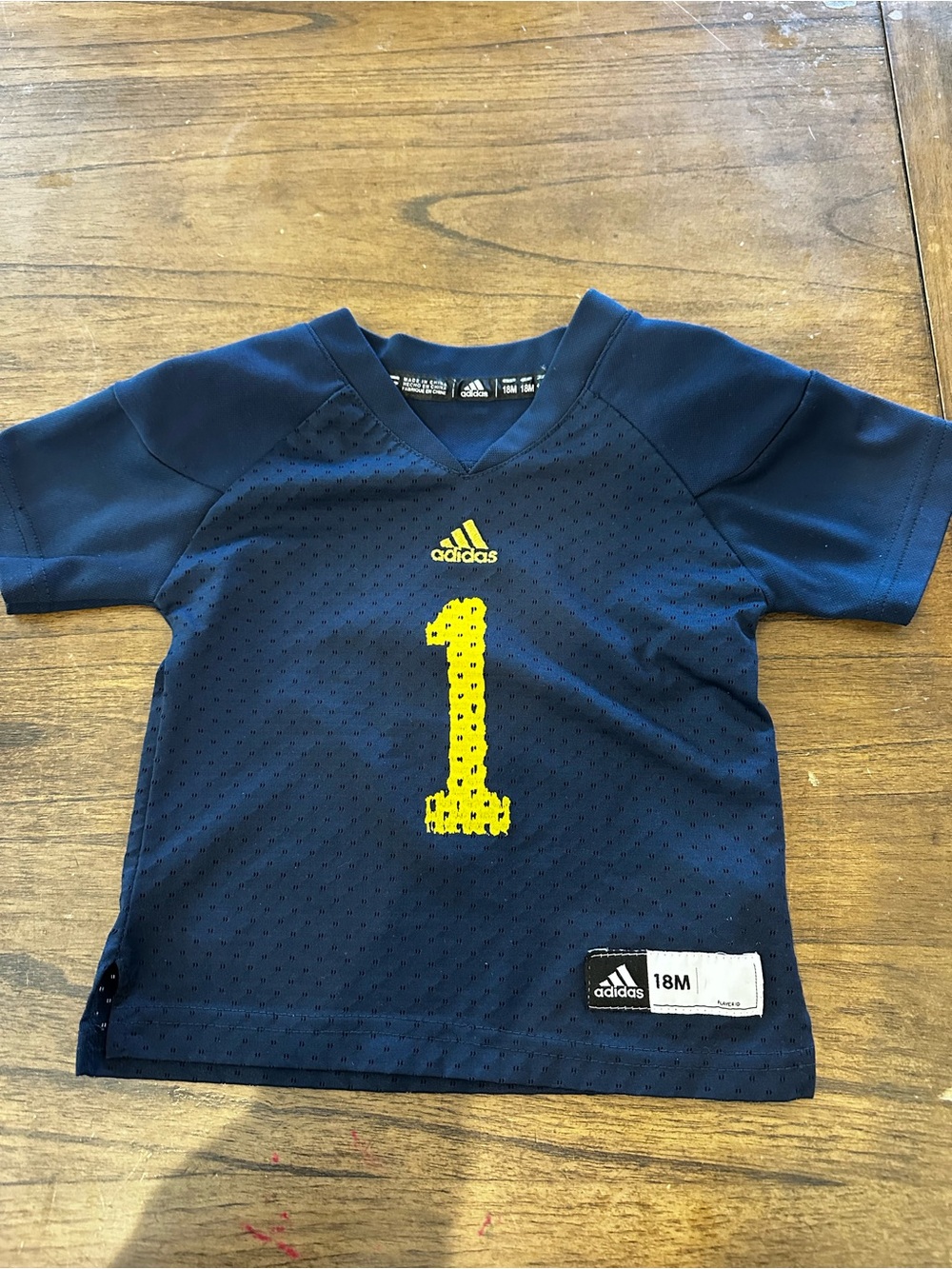 adidas University of Michigan Wolverines Baby 18M #1 Navy Maize Jersey